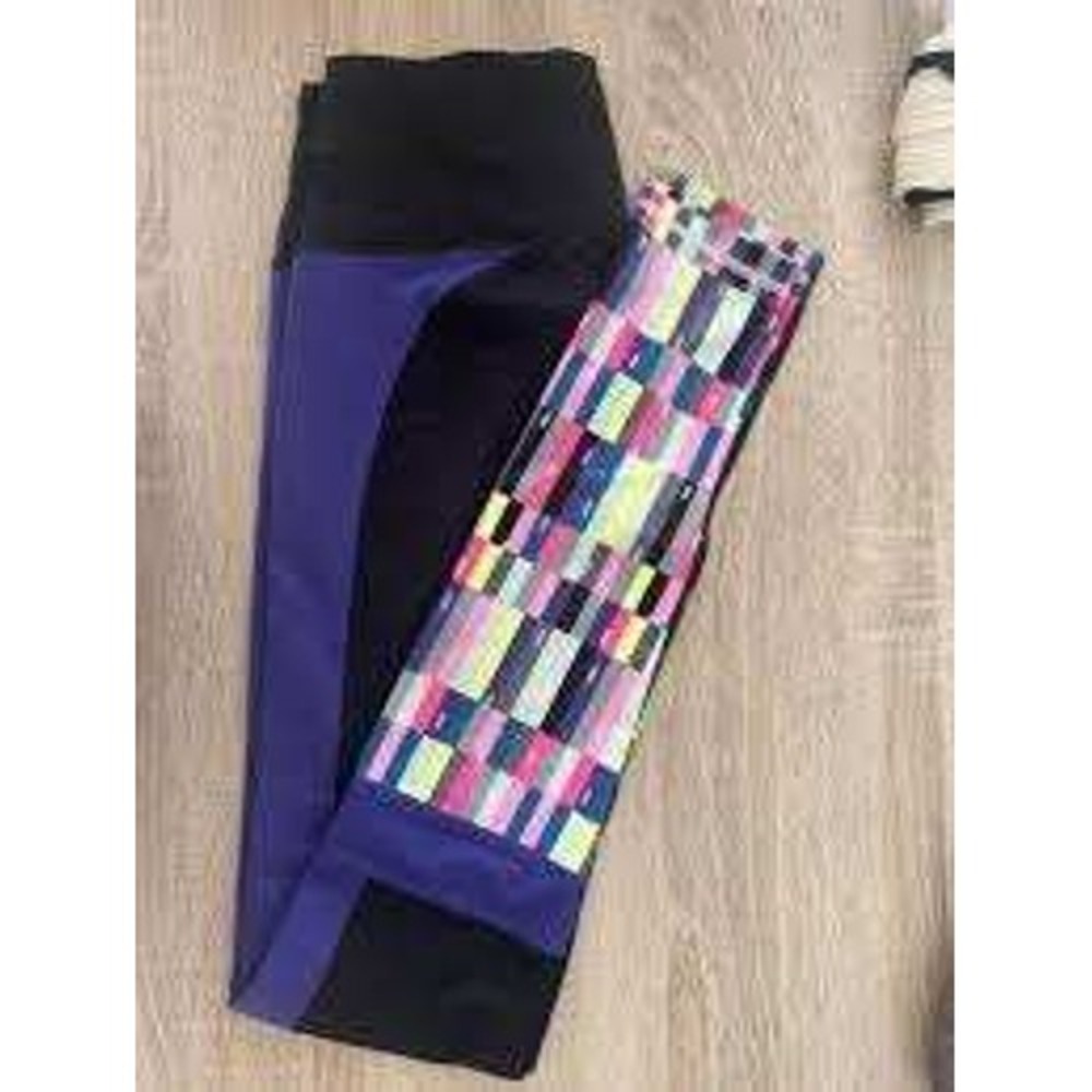 Victoria's Secret VSX Sport Womens Leggings Purple Colorblock Geometric  Print S